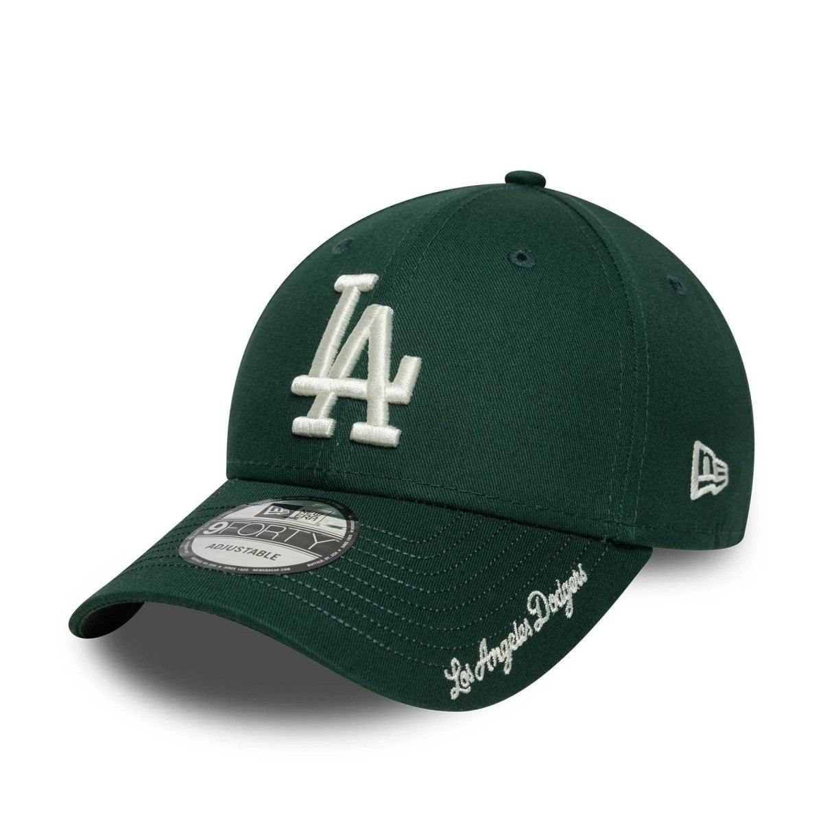 New Era LA Dodgers MLB Visor Script Dark Green 9FORTY Adjustable Cap