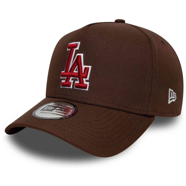 New Era LA Dodgers MLB Outline Script Brown 9FORTY E-Frame Trucker Cap