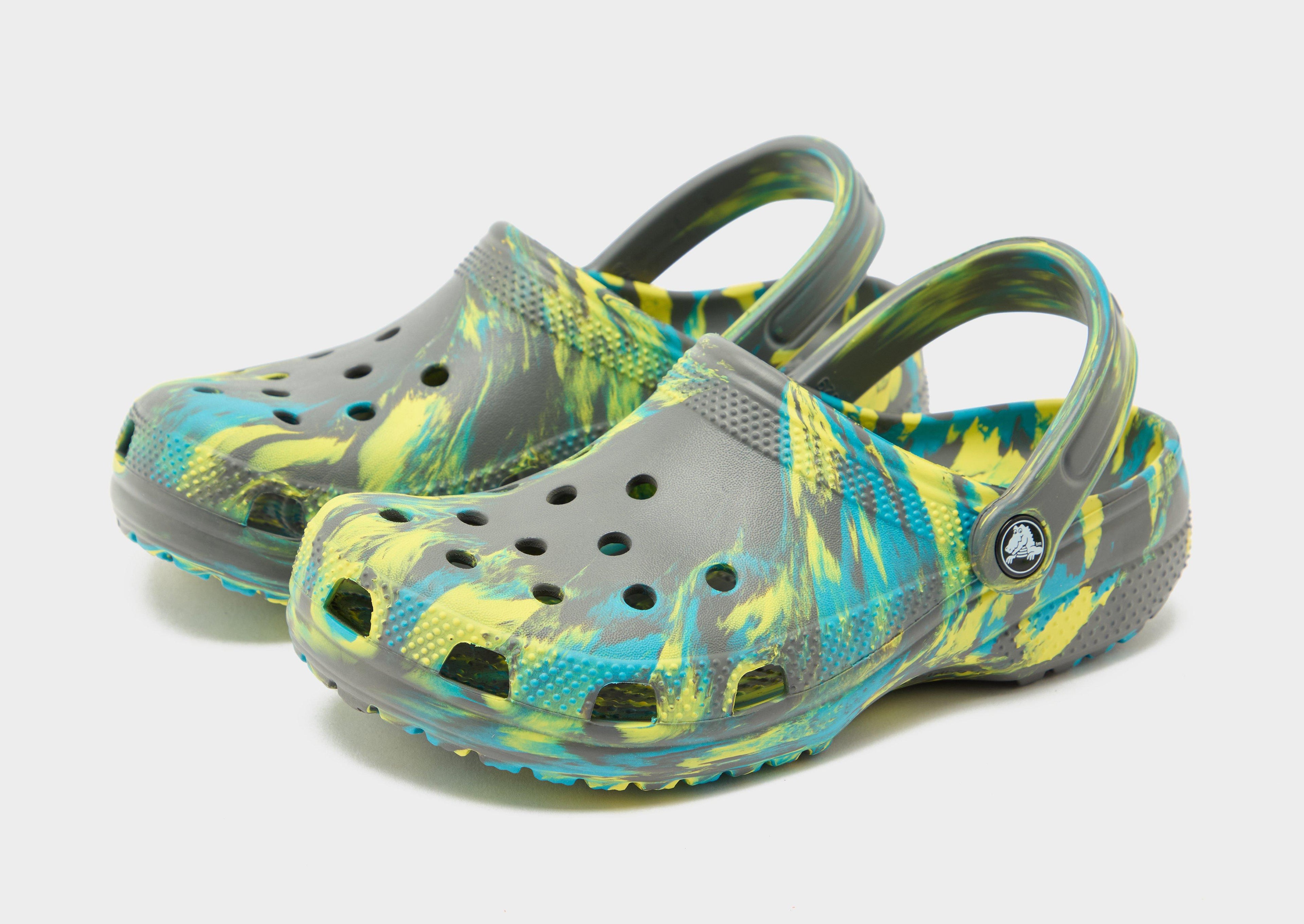 Grey Crocs Classic Clogs Marbled Junior