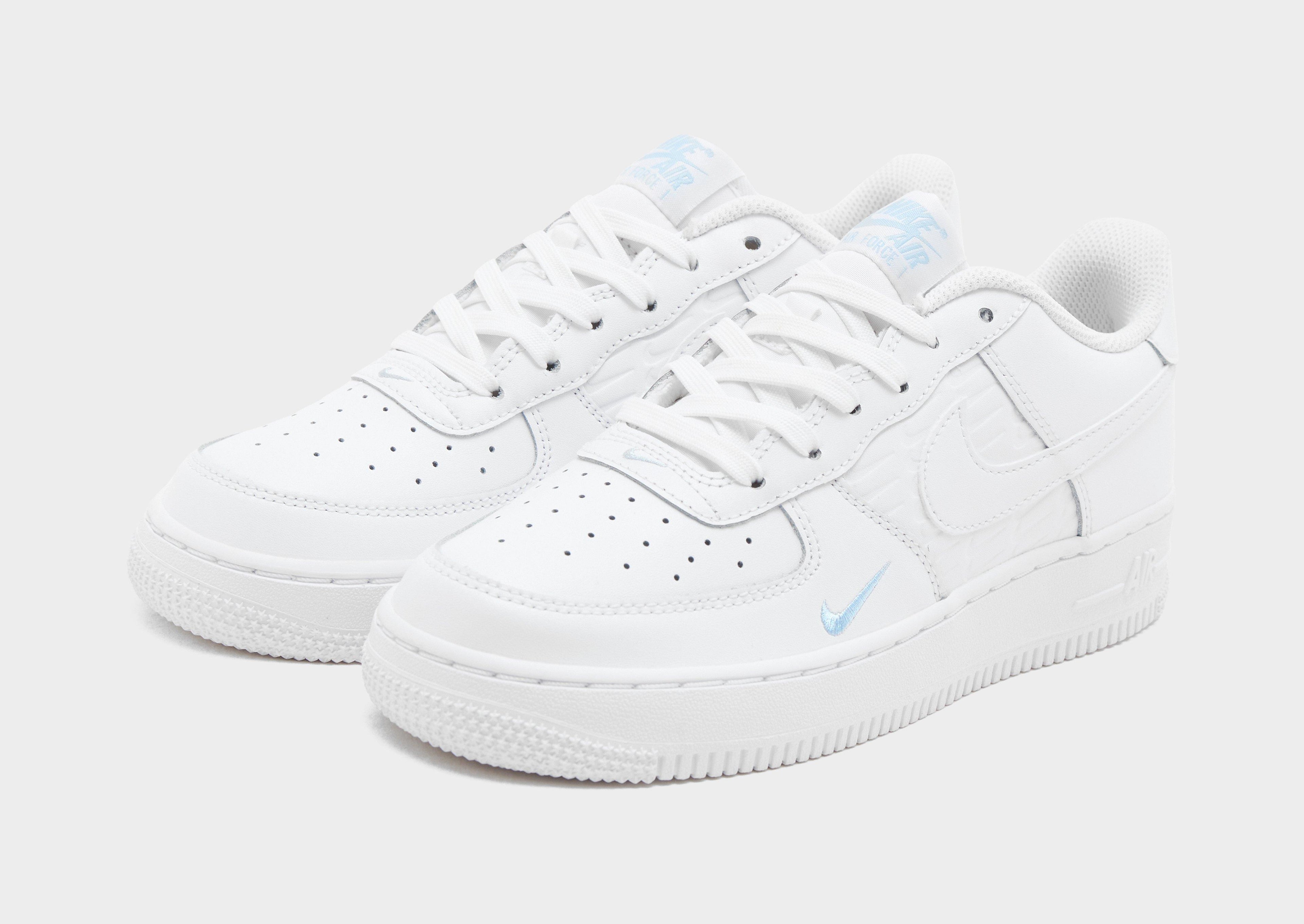 Nike White Nike Air Force 1 Emboss Junior