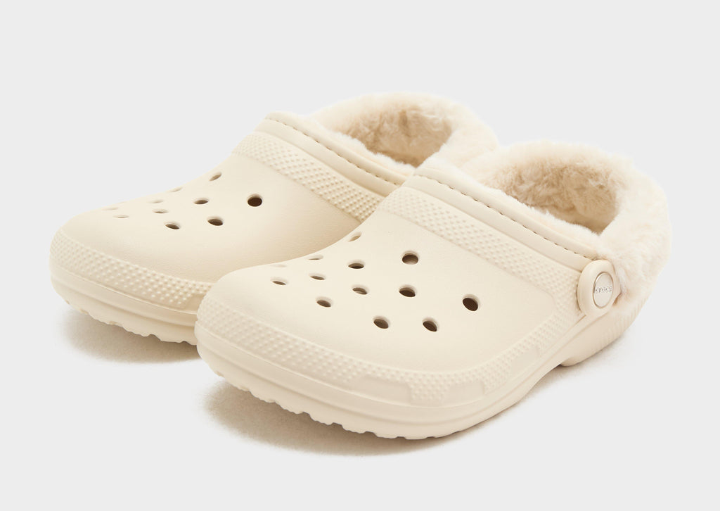 White Crocs Lined Fuzz Strap Clog Women's