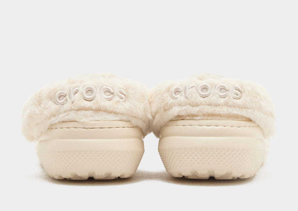 White Crocs Lined Fuzz Strap Clog Women's