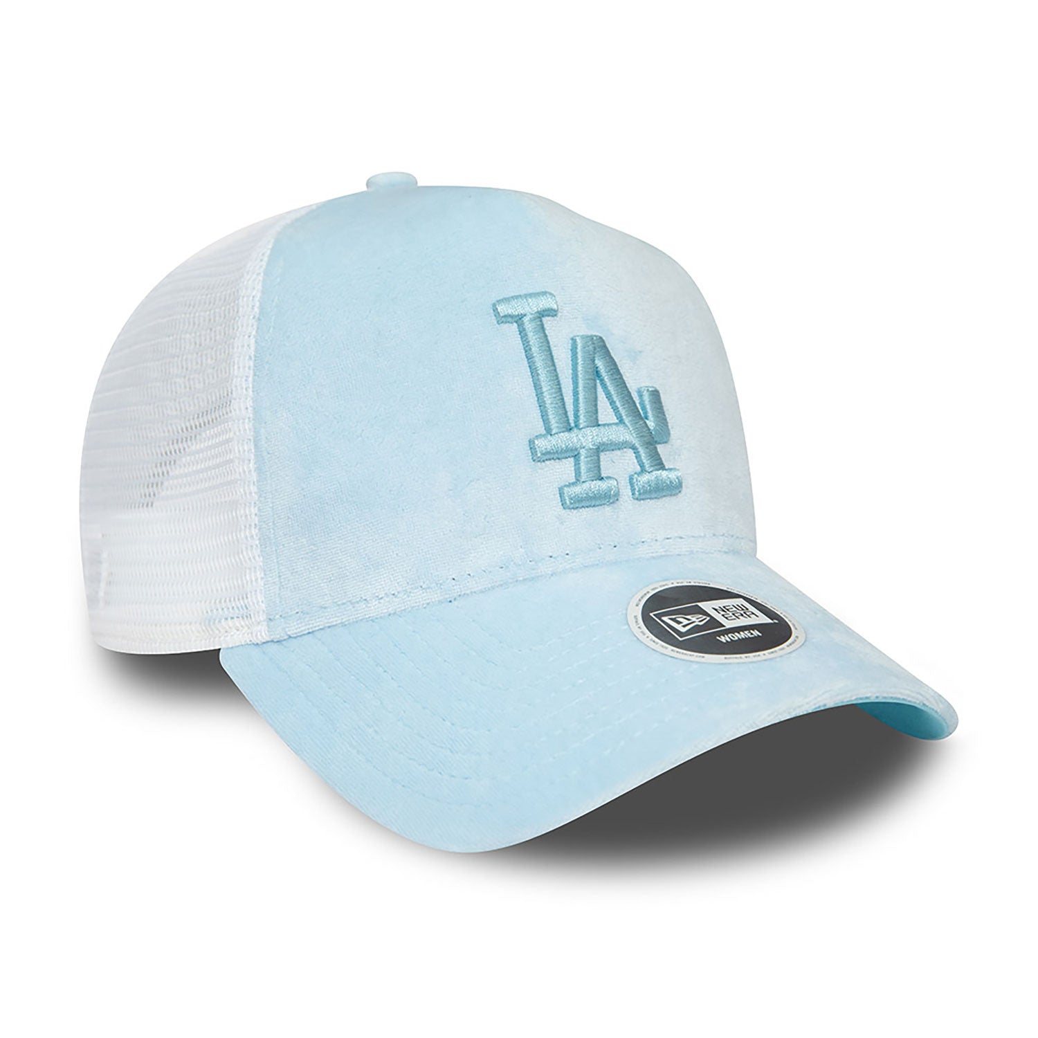 New Era LA Dodgers Women's Velour Blue A-Frame Trucker Cap