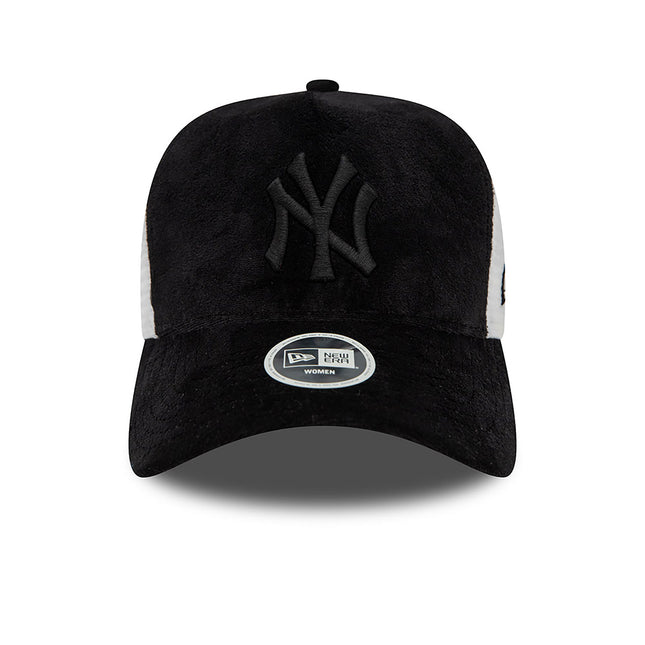 New Era New York Yankees Womens Velour Black A-Frame Trucker Cap