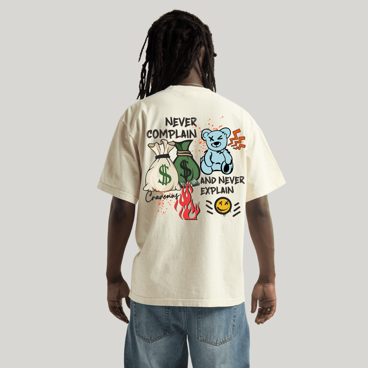 Cravenus "Never Complain" Max Heavyweight Garment-Dyed Tee - Cap On