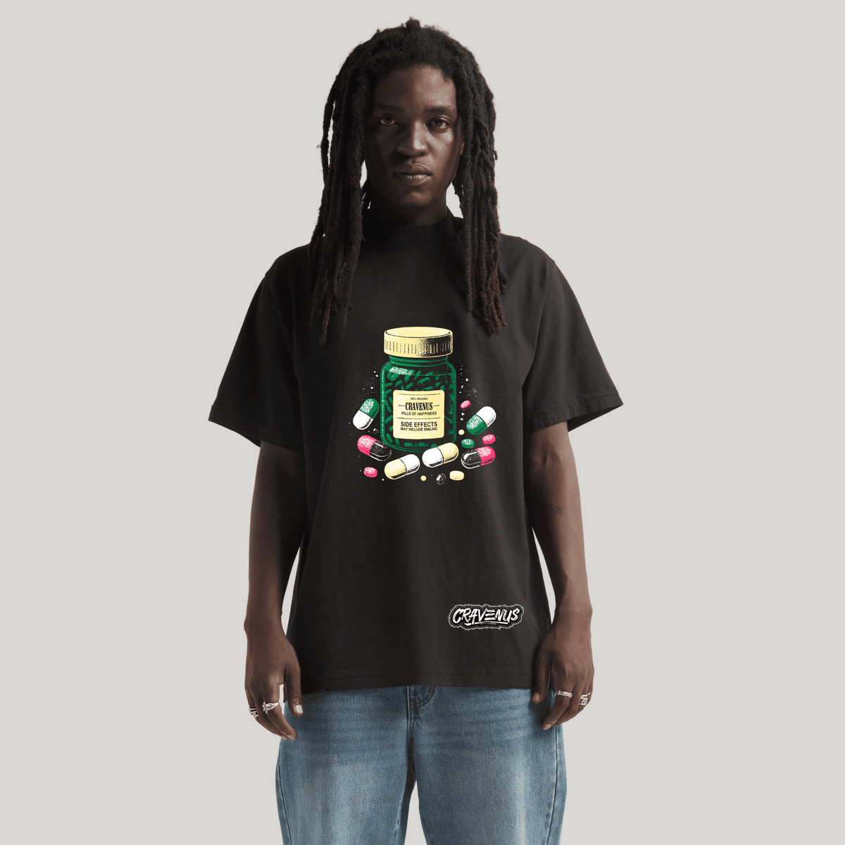 Cravenus "Pills of Happiness" Max Heavyweight Garment-Dyed Tee - Cap On