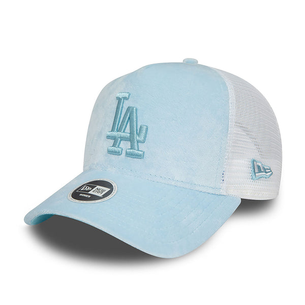New Era LA Dodgers Women's Velour Blue A-Frame Trucker Cap - Cap On