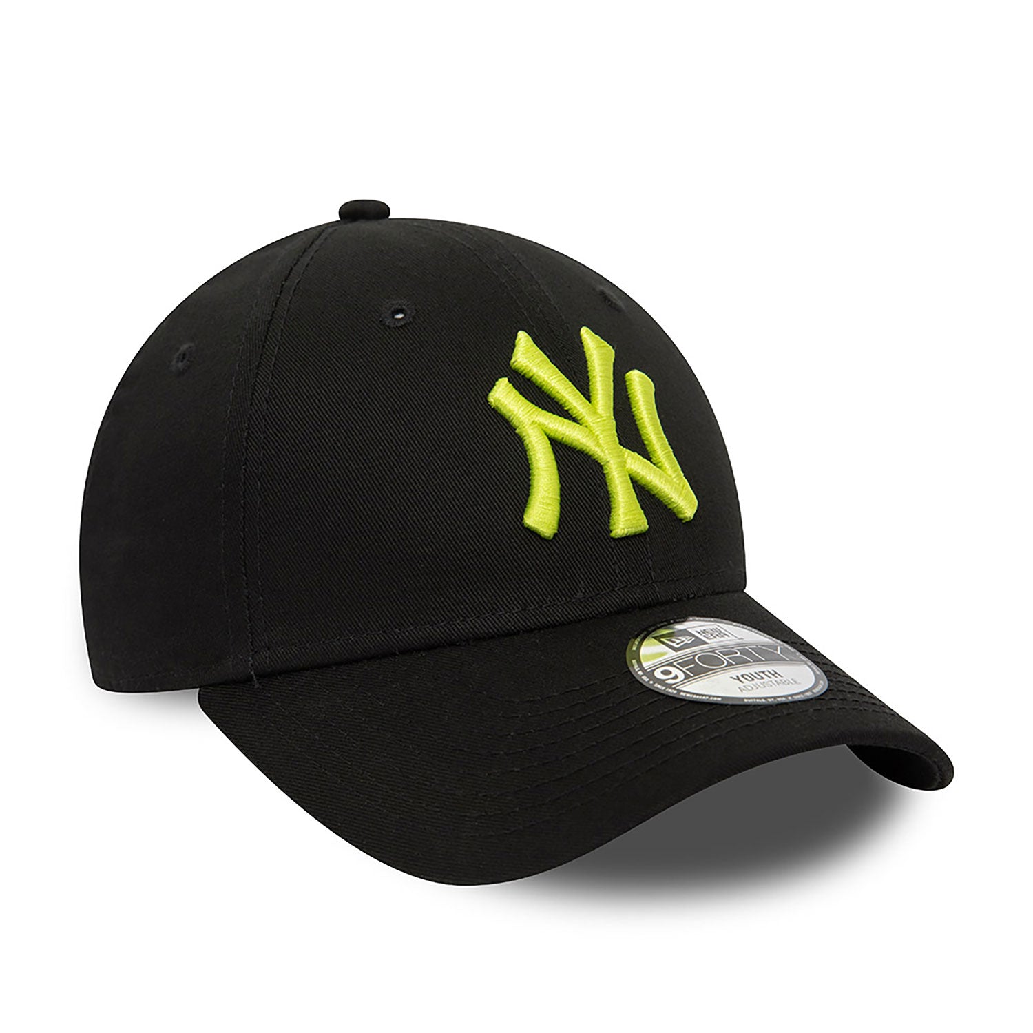 New Era New York Yankees Youth League Essential Black 9FORTY Adjustable Cap (Youth) - Cap On